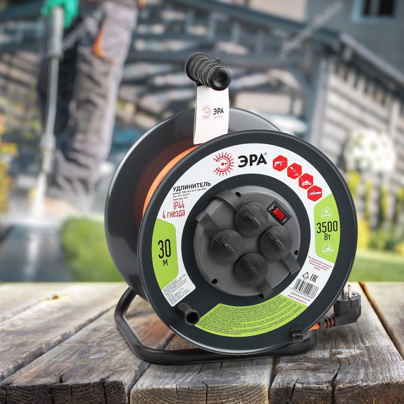 Удлинитель силовой ЭРА RMx-4es-3x1.5-30m-IP44 на м. катушке c/з 4 гн 30м ПВС 3х1.5 | Б0046850 | ЭРА — миниатюра 3