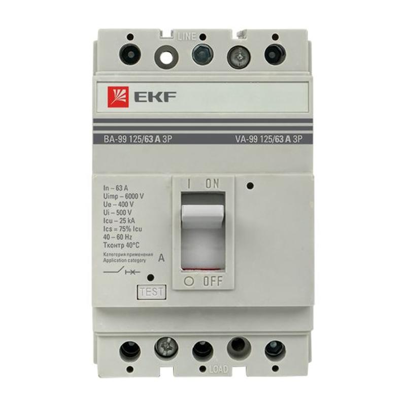 Выключатель автоматический ВА-99 125/63А 3P 25кА EKF PROxima | mccb99-125-63 | EKF — миниатюра 7