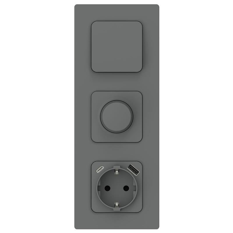 FLITE Розетка с заземлением со шторками 16А с USB A+C 20Вт быстрозажимные клеммы РСЮшс11-1-ФлМА мокрый асфальт | FI-R14-16-1-U22-020-K80 | IEK — миниатюра 3