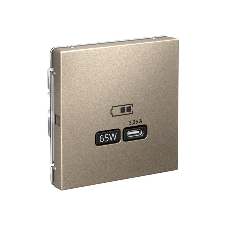 ArtGallery Шампань Розетка USB тип-С 65Вт высокоскор.заряд. QC, PD, механизм | GAL000527 | SE — миниатюра 8
