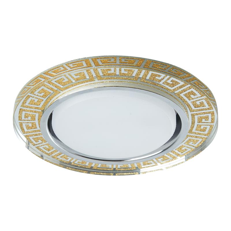 Светильник потолочный встраиваемый со светодиодной подсветкой 20LED*2835 SMD 4000K, 15W GX53, без лампы, прозрачный, золото CD4981 с др-ром в/компл |  — миниатюра 1