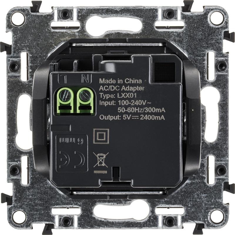 Valena ALLURE Сл.кость Розетка 2-ая USB 240В/5В 1500мА (с лицевой панелью) — миниатюра 2