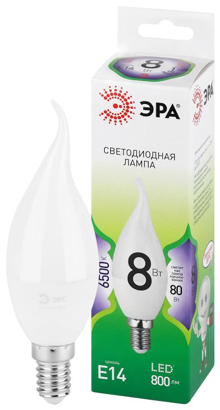 Лампа светодиодная  GREEN LINE LED BXS-8W-865-E14 GL E14 8 Вт свеча на ветру холодный свет | Б0067138 | ЭРА — ЭРА (Энергия света)