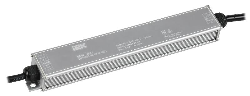 Драйвер LED ИПСН-PRO 60Вт 24В блок - шнуры IP67  | LSP1-060-24-67-15-PRO | ИЭК — IEK (ИЭК)
