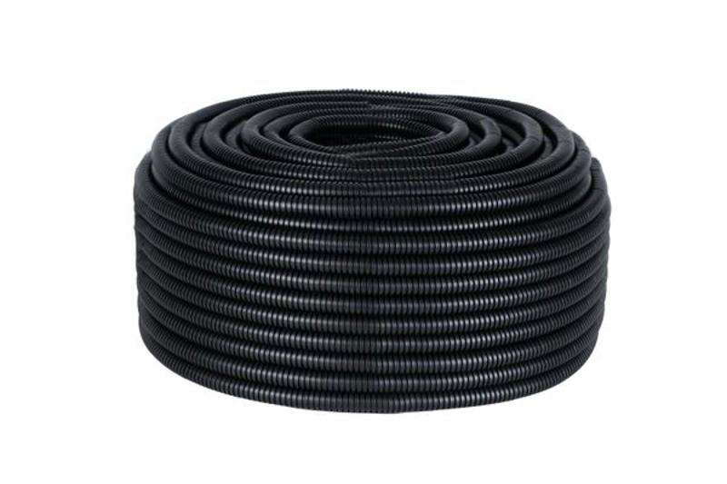 Труба гофр. ПВХ с протяжкой d20 мм (100 м) черная | tg-z-20-100-black | EKF — миниатюра 2