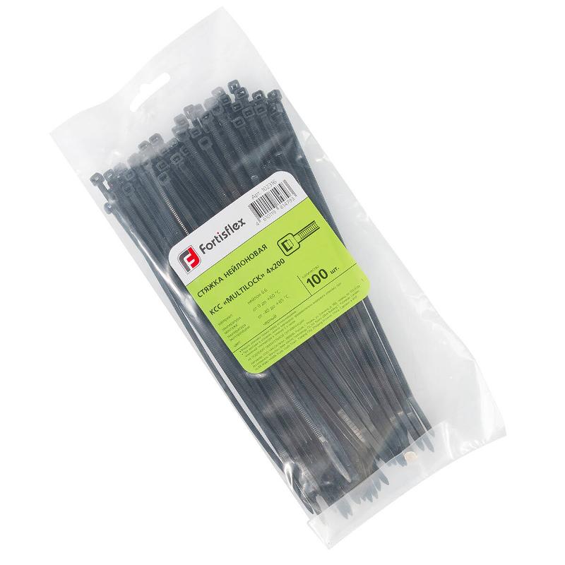 Стяжка нейлоновая КСС «MULTILOCK» 4х200 (черн) (100шт) | 102316 | Fortisflex — Fortisflex
