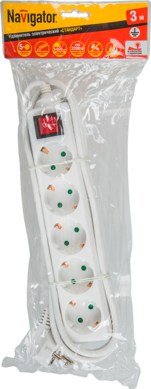 Удлинитель 71 557 NPE-S-05-300-ESC-3x0.75 с/з с выкл. 5 гн. 3м |71557 |Navigator — Navigator