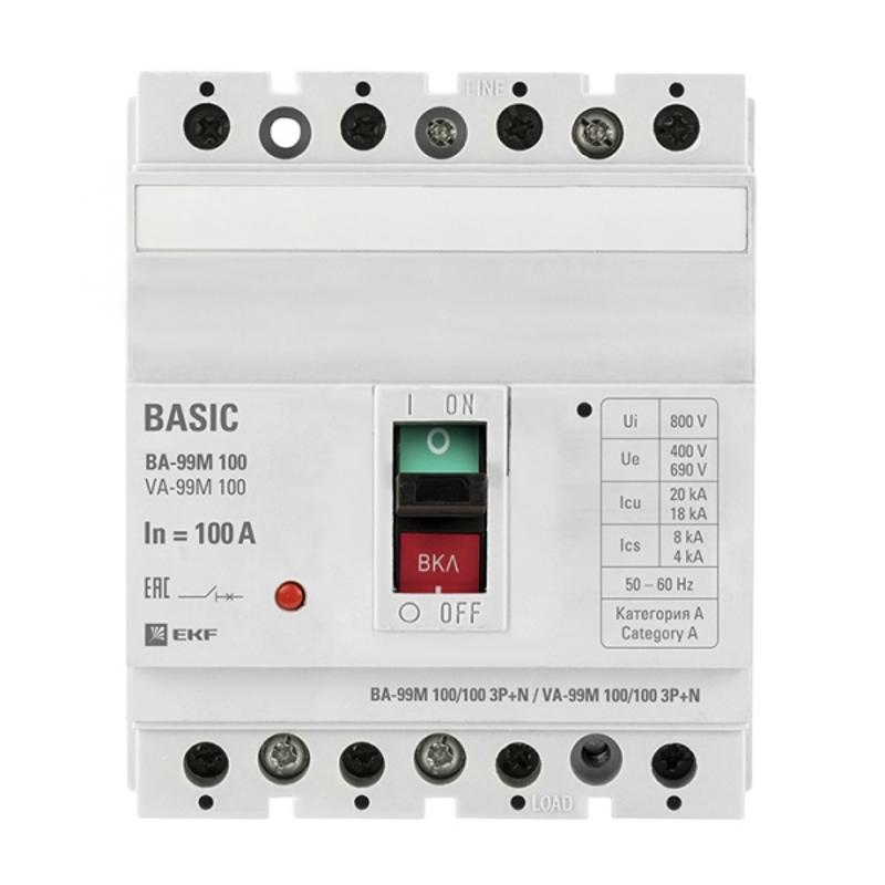 Выключатель автоматический ВА-99М 100/100А 3P+N 20кА EKF Basic | mccb99-100-100m-4P | EKF — EKF