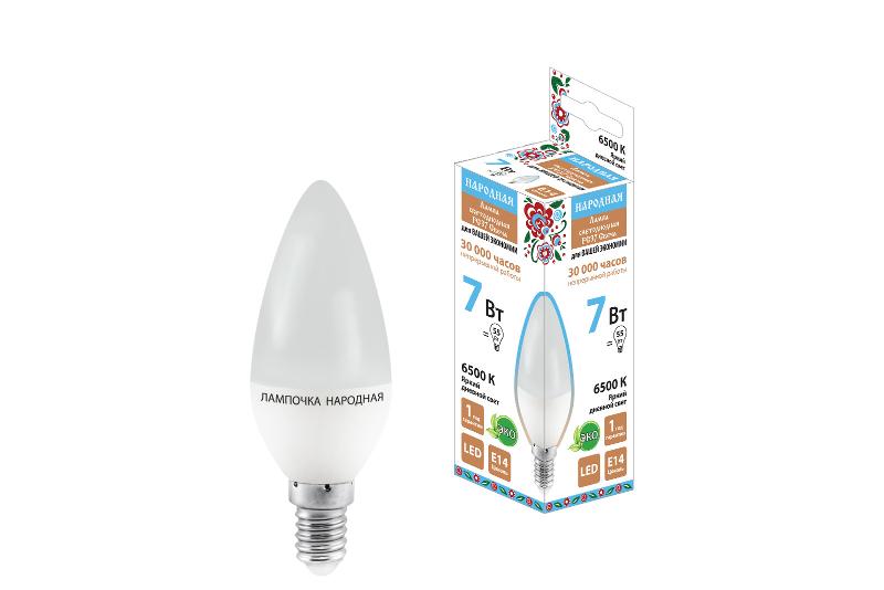 Лампа светодиодная FС37-7 Вт-230 В -6500 К–E14 Народная | SQ0340-1541 | TDM — TDM ELECTRIC