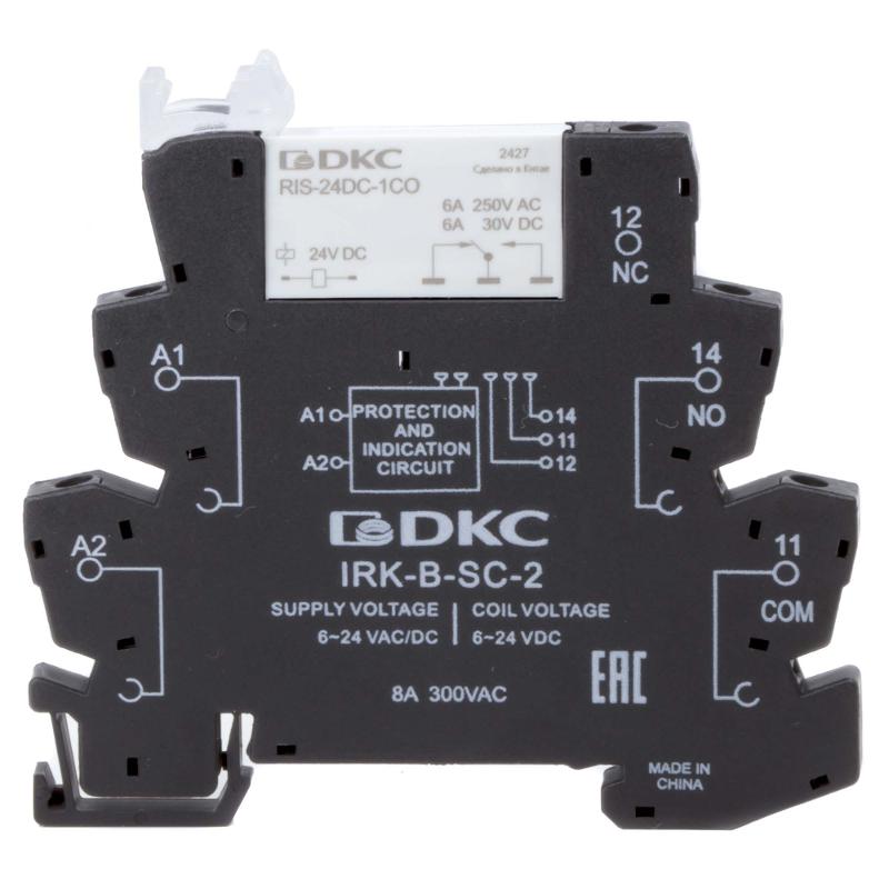 Реле интерфейсное, 1CO, ком. ток 6А, AgSnO2, напряжение 12V AC/DC, винтовые клеммы. | IRK-12UC-1CO | DKC — DKC (ДКС)