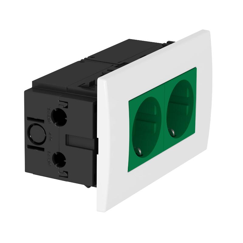 Укомплектованный розеточный блок AR45 (2xModul45,84x140x59 мм,зеленый) (SDE-RW D0GN2) | 6119408 | OBO Bettermann — OBO Bettermann