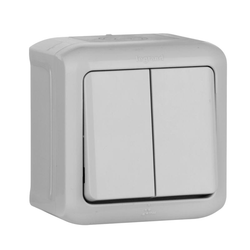Quteo Серый Выключатель 2-клавишный IP44 10А | 782332 | Legrand — Legrand