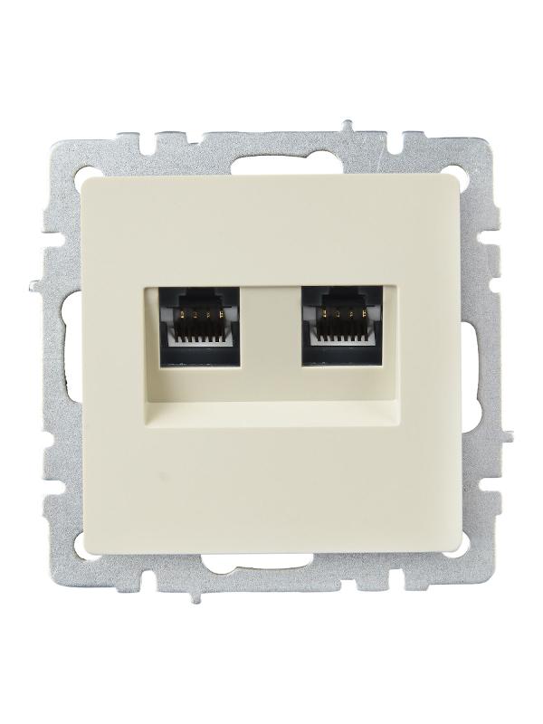 BRITE Розетка двойная RJ11+RJ45 кат.5E РК/Т12-БрКр бежевый | BR-KT20-O-1-K10 | IEK — миниатюра 2
