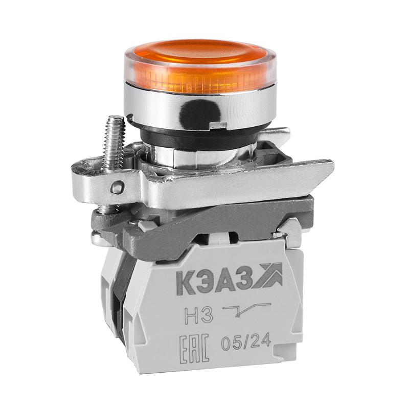Кнопка КМЕ4111мЛС-220В-желтый-1но+1нз-цилиндр-индикатор-IP40 | 354462 | КЭАЗ — фото 1 | Sento