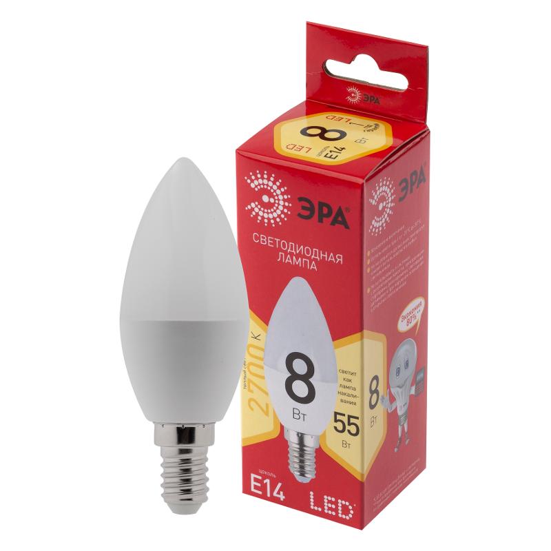 Лампа светодиодная LED B35-8W-827-E14 R (диод, свеча, 8Вт, тепл, E14) | Б0050694 | ЭРА — миниатюра 2