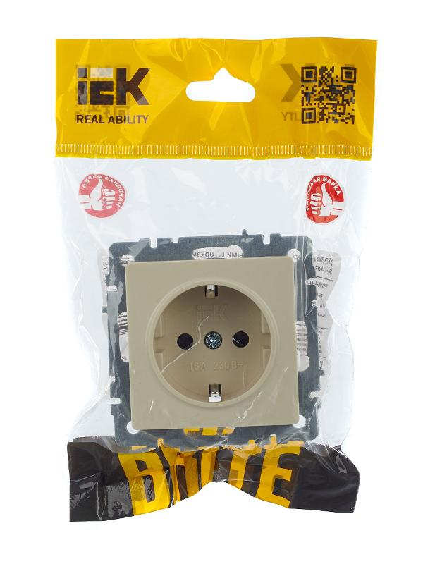 BRITE Розетка с заземлением со шторками 16А РС14-1-0-БрКр бежевый | BR-R14-16-K10 | IEK — миниатюра 7
