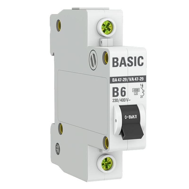 Выключатель автоматический однополюсный 1P 6А (B) 4,5кА ВА 47-29 EKF Basic|mcb4729-1-06-B|EKF — EKF