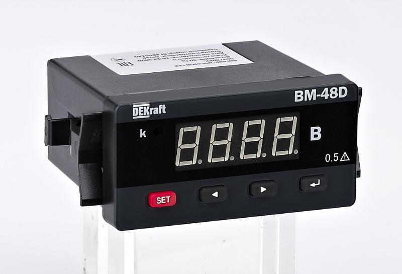 Вольтметр цифровой 96x48мм однофазный, вход 600В, LED-дисплей ВМ-48D | 50378DEK | DEKraft — DEKraft