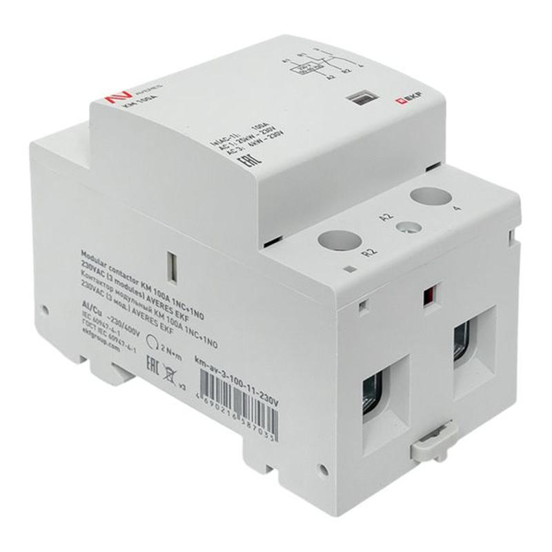 Контактор модульный КМ 100А 1NC+1NO 230VAC (3 мод.) AVERES | km-av-3-100-11-230V | EKF — миниатюра 9