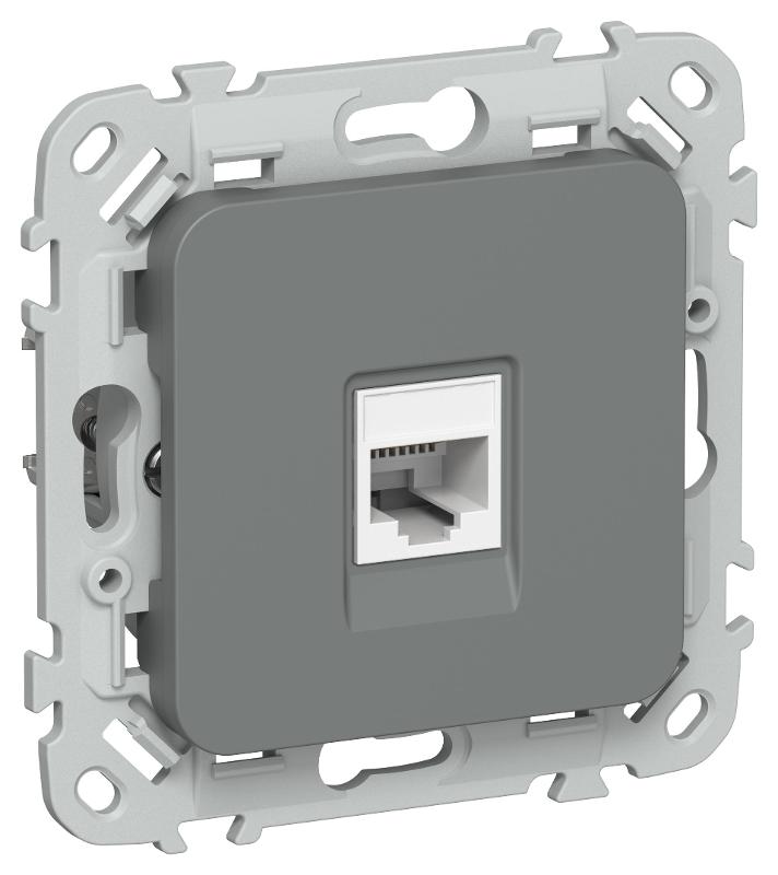 FLITE Розетка компьютерная RJ45 кат.5Е UTP РК5е-1-0-ФлМА мокрый асфальт | FI-K12-1-K80 | IEK — фото 1 | Sento