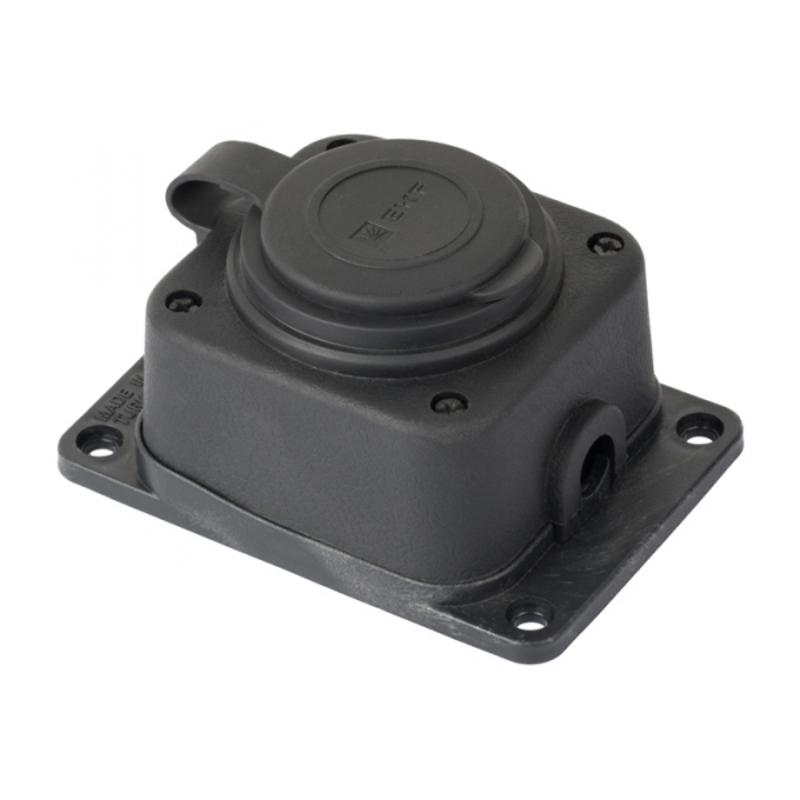 Роз. одномест. с защит. крышкой каучуковая 230В 2P+PE 16A IP44 EKF PRO |  RPS-014-16-230-44-r |  EKF — EKF