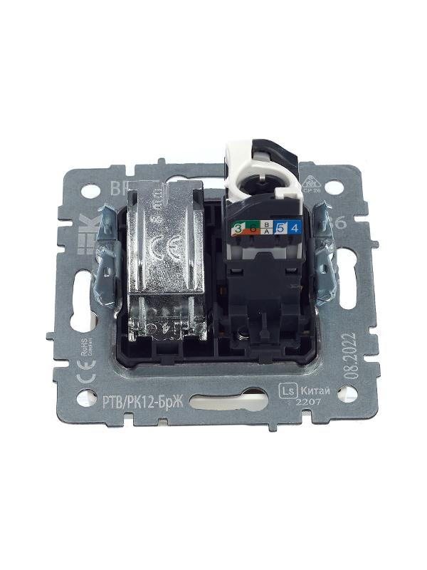 BRITE Розетка двойная TV+RJ45 кат.5E РТВ/РК12-БрЖ жемчужный  | BR-AK20-1-K36 | IEK — миниатюра 5