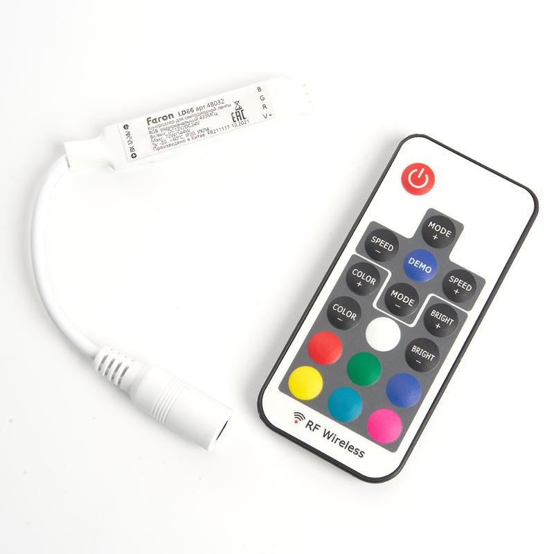 Контроллер RGB min для светодиодной ленты с П/У белый, 12-24V, LD66 | 48032 | FERON — Feron