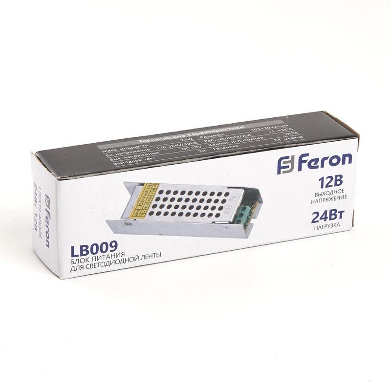 Трансформатор электронный для светодиодной ленты 24W 12V (драйвер), LB009 | 48006 | FERON — миниатюра 5