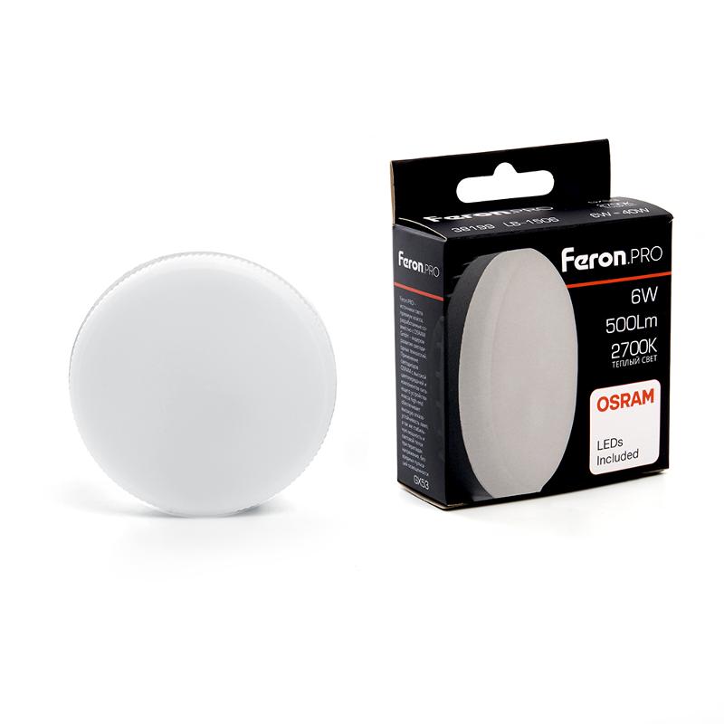 Лампа cветодиодная, (6W) 230V GX53 2700K, LB-1506 OSRAM LED| 38199 | FERON — миниатюра 1