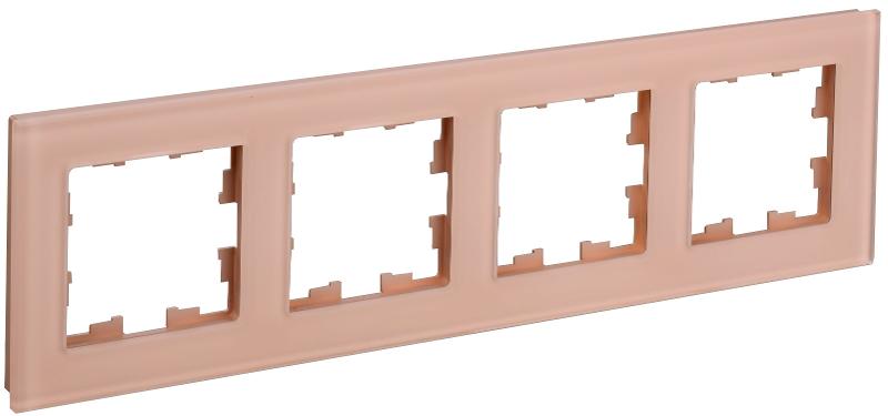 BRITE Рамка 4-ая РУ-4-2-БрП стекло персиковый матовый | BR-M42-G-31-K96 | IEK — IEK (ИЭК)