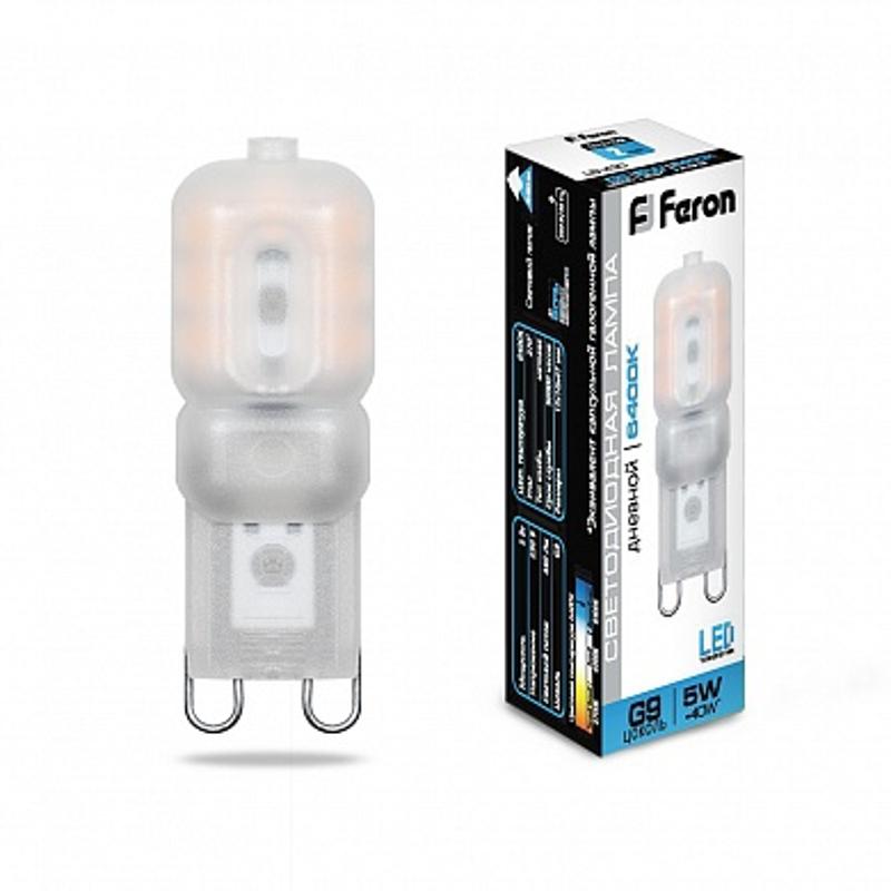 Лампа светодиодная LB-430 (5W) 230V G9 6400K 16x47mm | 25638 | FERON — миниатюра 1