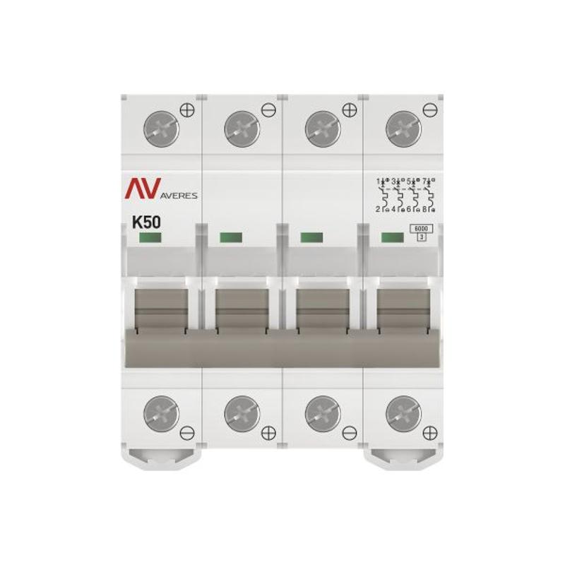 Выключатель автоматический AV-6 DC 4P 50A (K) 6kA AVERES | mcb6-DC-4-50K-av | EKF — миниатюра 3