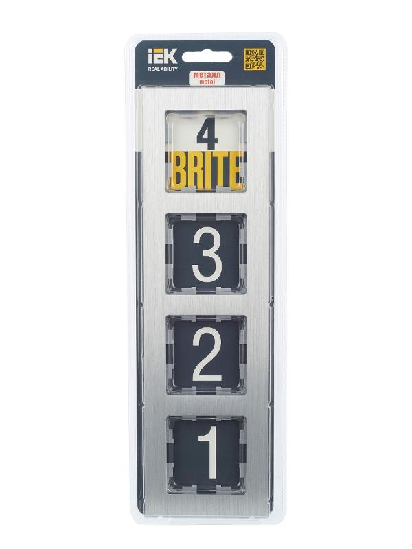 BRITE Рамка 4-ая РУ-4-1-БрА металл алюминий | BR-M42-M-K47 | IEK — миниатюра 7