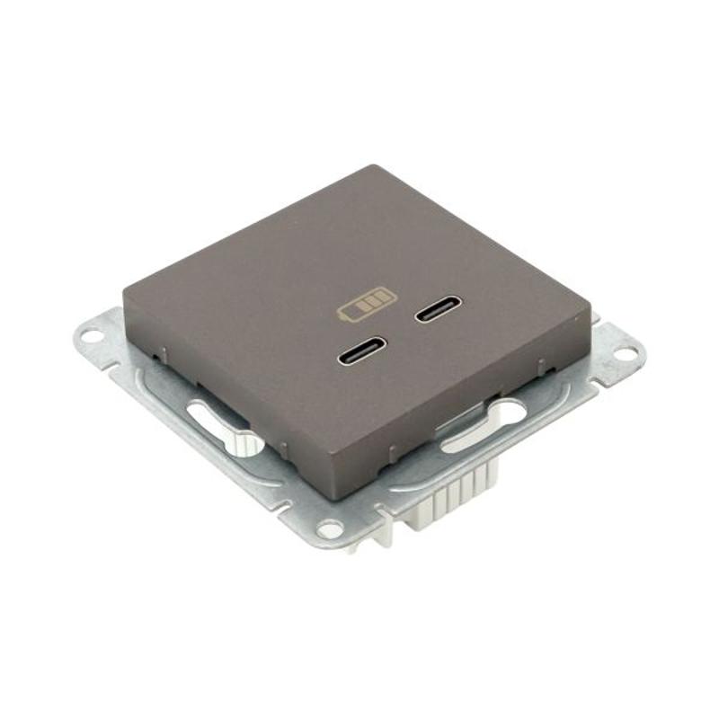 Механизм розетки USB-C - 2шт, мокко Эпика  |UP1-SOM-2USBC| EKF — миниатюра 12