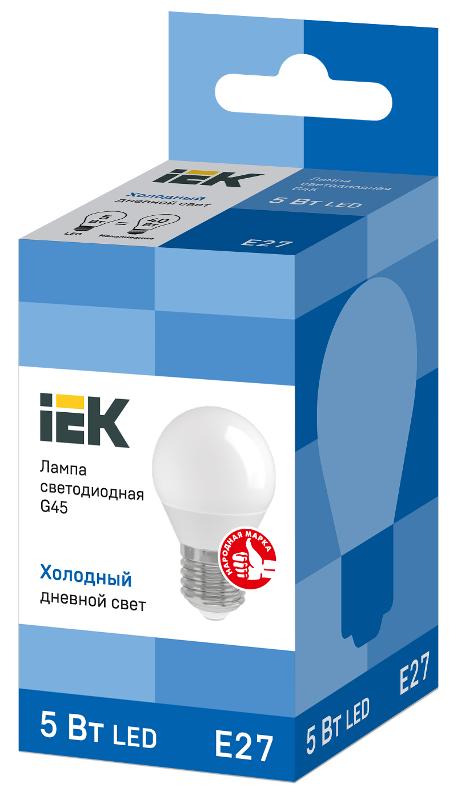 Лампа светодиодная LED 5Вт Е27 230В 6500К ECO G45 шар | LLE-G45-5-230-65-E27 | IEK — миниатюра 3