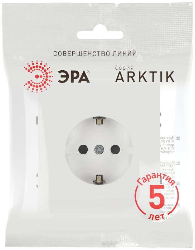 Розетка Arktik 16-2102-08 с заземлением 2P+E Schuko со шторками 16А-250В белый матовый | Б0070431 | ЭРА — миниатюра 2