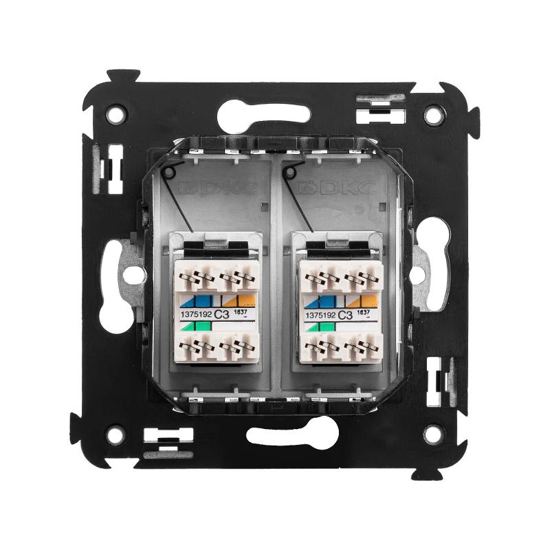 Телефонная розетка RJ-12 в стену двойная, "Avanti", "Закаленная сталь" | 4404314 | DKC — миниатюра 6