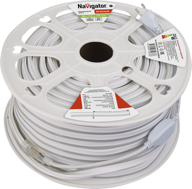 Лента светодиодная NLS-2835R92-9-IP67-220V-NEONLED 9Вт 220В красный IP67 20м | 71933 | Navigator — Navigator
