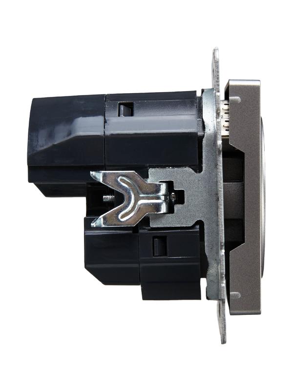 BRITE Розетка с заземлением со шторками 16А с USB A+C 18Вт РЮш11-1-БрС сталь | BR-R14-16-U22-018-K46 | IEK — миниатюра 3