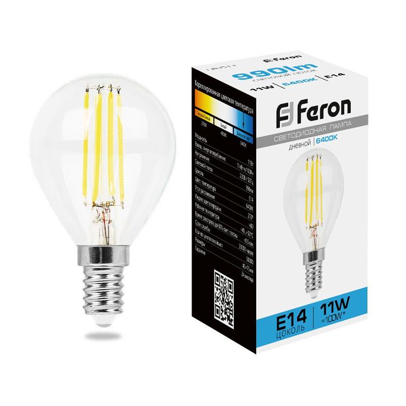 Лампа светодиодная, (11W) 230V E14 6400K прозрачная, LB-511 | 38225 | FERON — Feron
