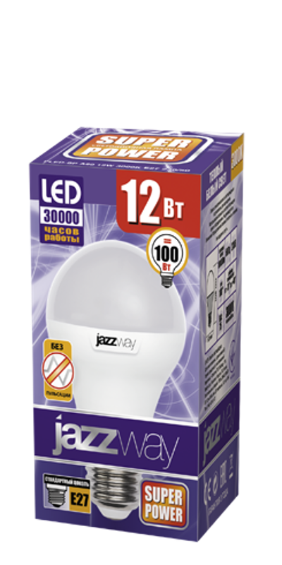 Лампа светодиодная LED 12Вт Е27 220В 3000К PLED- SP A60 груша | 1033703 | Jazzway — миниатюра 2
