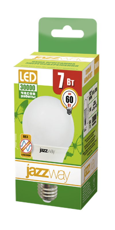 Лампа светодиодная LED 7Вт Е27 220В 3000К PLED- ECO- A60 груша | 1033178 | Jazzway — миниатюра 2