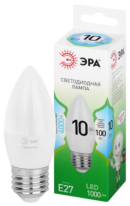 Лампа светодиодная  GREEN LINE LED B35-10W-840-E27 GL E27 10 Вт свеча яркий белый свет | Б0067096 | ЭРА — ЭРА (Энергия света)