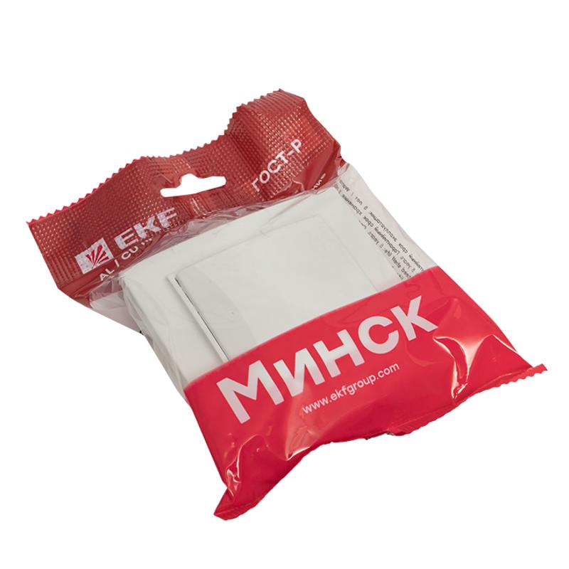 Минск Розетка 1-местная СП с заземлением и крышкой 16А белая с защ. штор. EKF Basic | ERR16-029-100 | EKF — миниатюра 8
