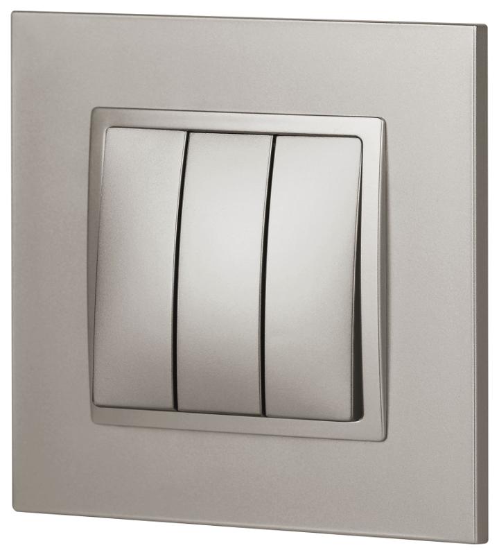 Выключатель Elegance 14-1107-16 тройной, 10АХ-250В, титан | Б0065799 | ЭРА — миниатюра 2