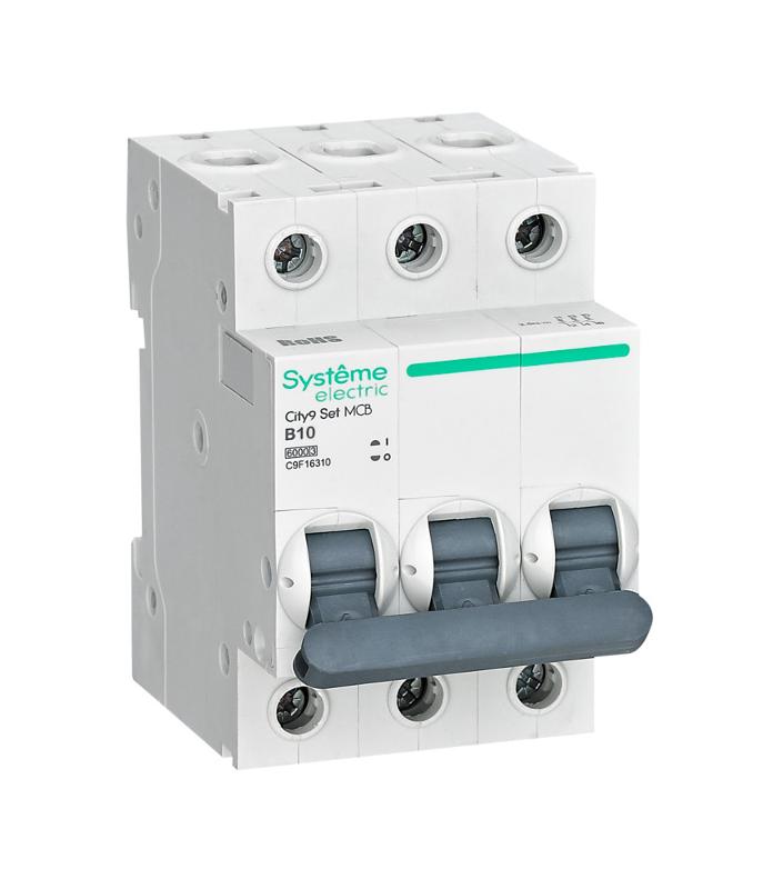 Выключатель автоматический трёхполюсный 10A B 6kA City9 | C9F16310 |Systeme Electric — Systeme Electric