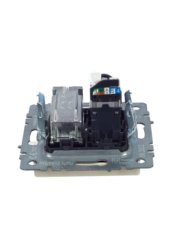BRITE Розетка двойная TV+RJ45 кат.5E РТВ/РК12-БрКр бежевый | BR-AK20-1-K10 | IEK — миниатюра 5