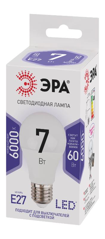 Лампа светодиодная СТАНДАРТ LED A60-7W-860-E27 (диод, груша, 7Вт, хол, E27) | Б0044087 | ЭРА — миниатюра 2