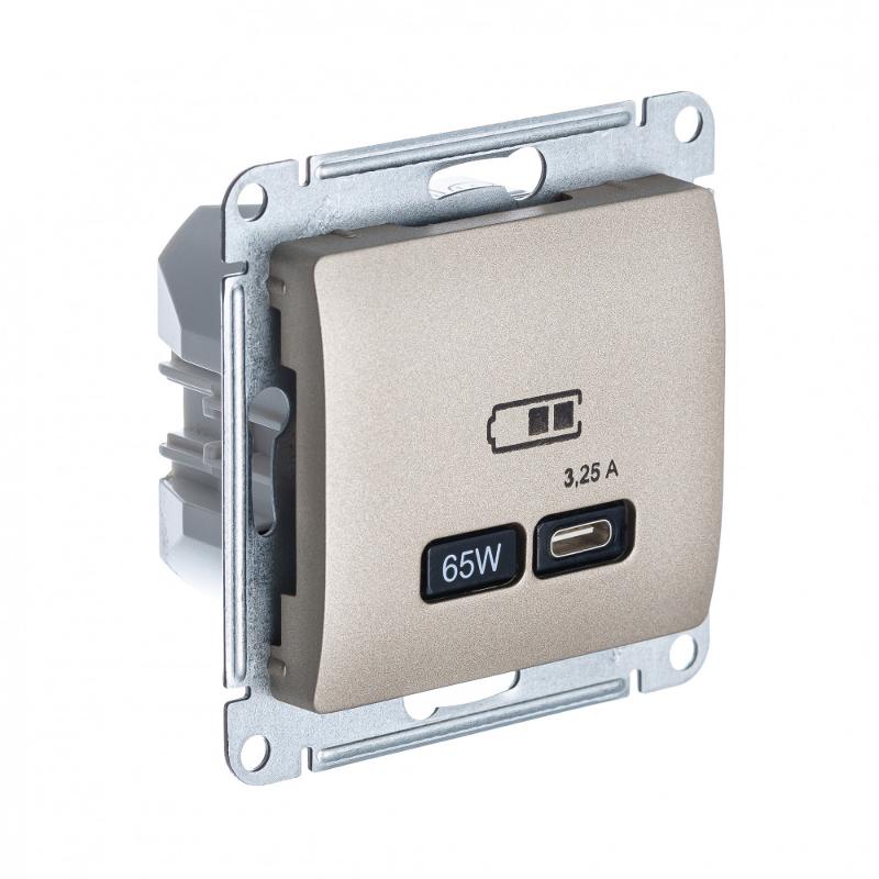 Glossa Титан USB Розетка тип-C 65W высокоскор.заряд. QC PD | GSL000427 | SE — Systeme Electric