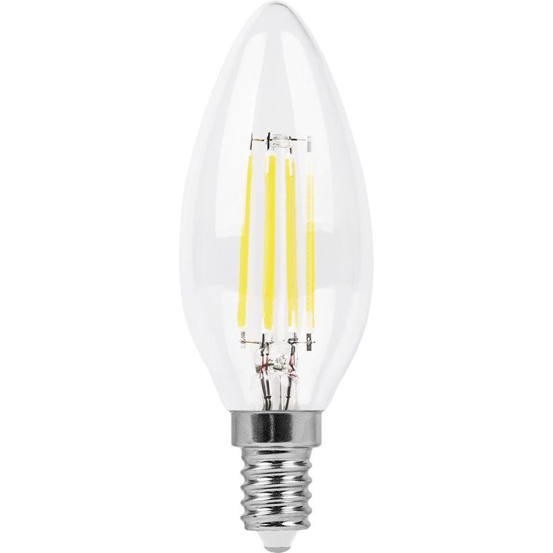 Лампа светодиодная LB-73 (9W) 230V E14 4000K филамент С35 прозрачная | 25958 | FERON — миниатюра 2